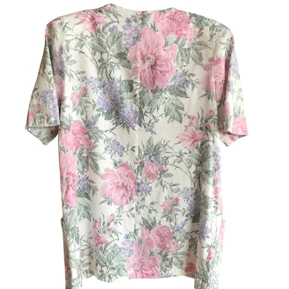 S.L. Fashions 70s Floral Blazer: Vintage Short Sleeve Jacket, Women's Size 16 - Picture 3 of 13